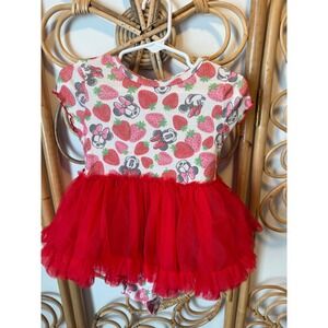 Disney Baby Minnie Mouse Strawberry Tutu Bodysuit Outfit 24M